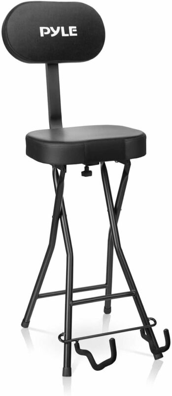 Pyle PYG60 Performer Chair Seat Portable Stool with Adjustable Guitar Stand