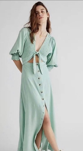 

Платье макси Free People String Of Hearts Со сборками и завязкой спереди Мятно-зеленый  NWT, Mint green
