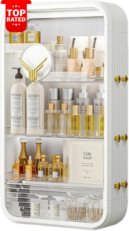 Adhesive Bathroom Organizer Rack 4-Tier Shower Storage Large Capacity White