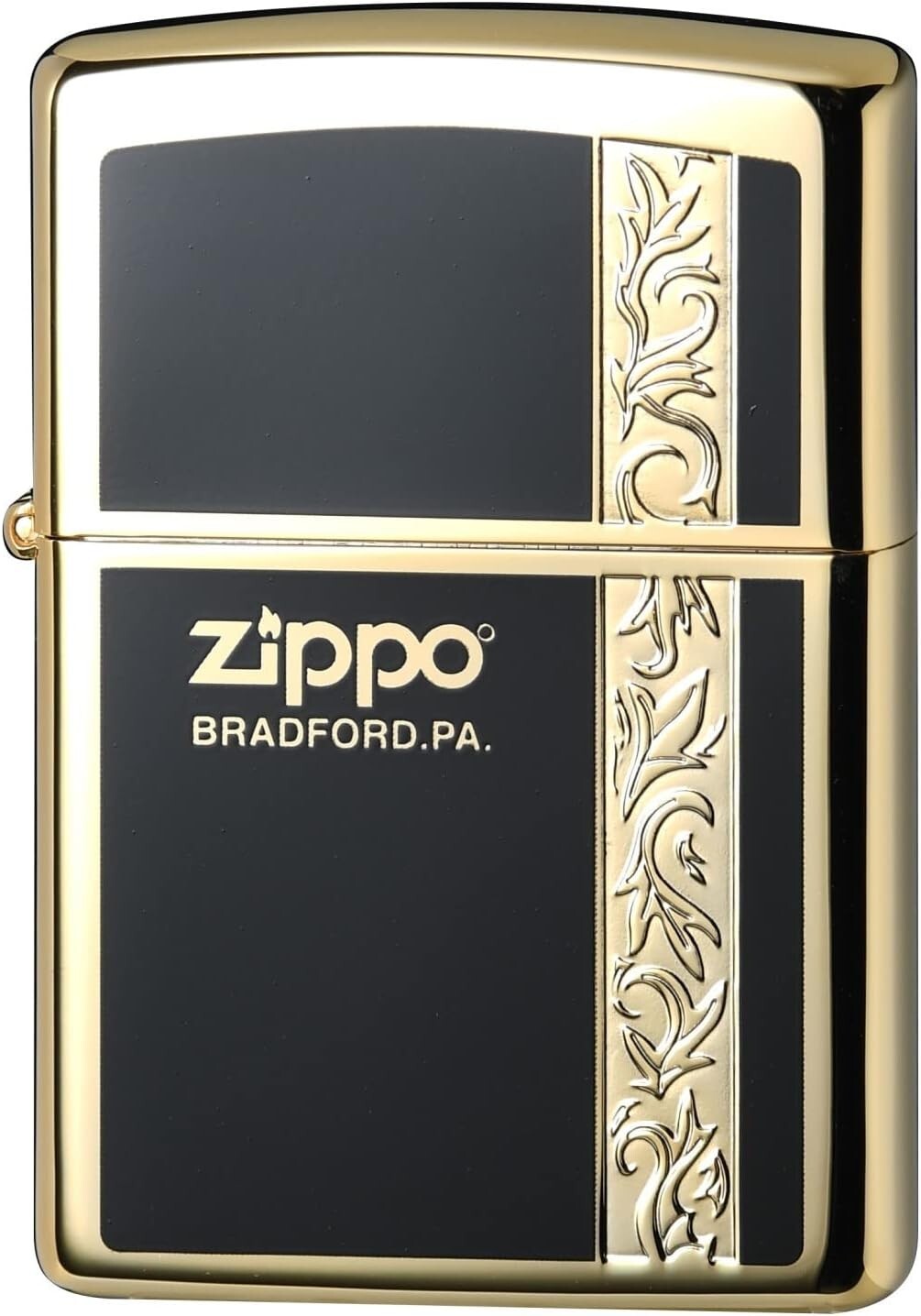 Zippo Oil Lighter Logo Arabesque Black Gold Insert Brass
