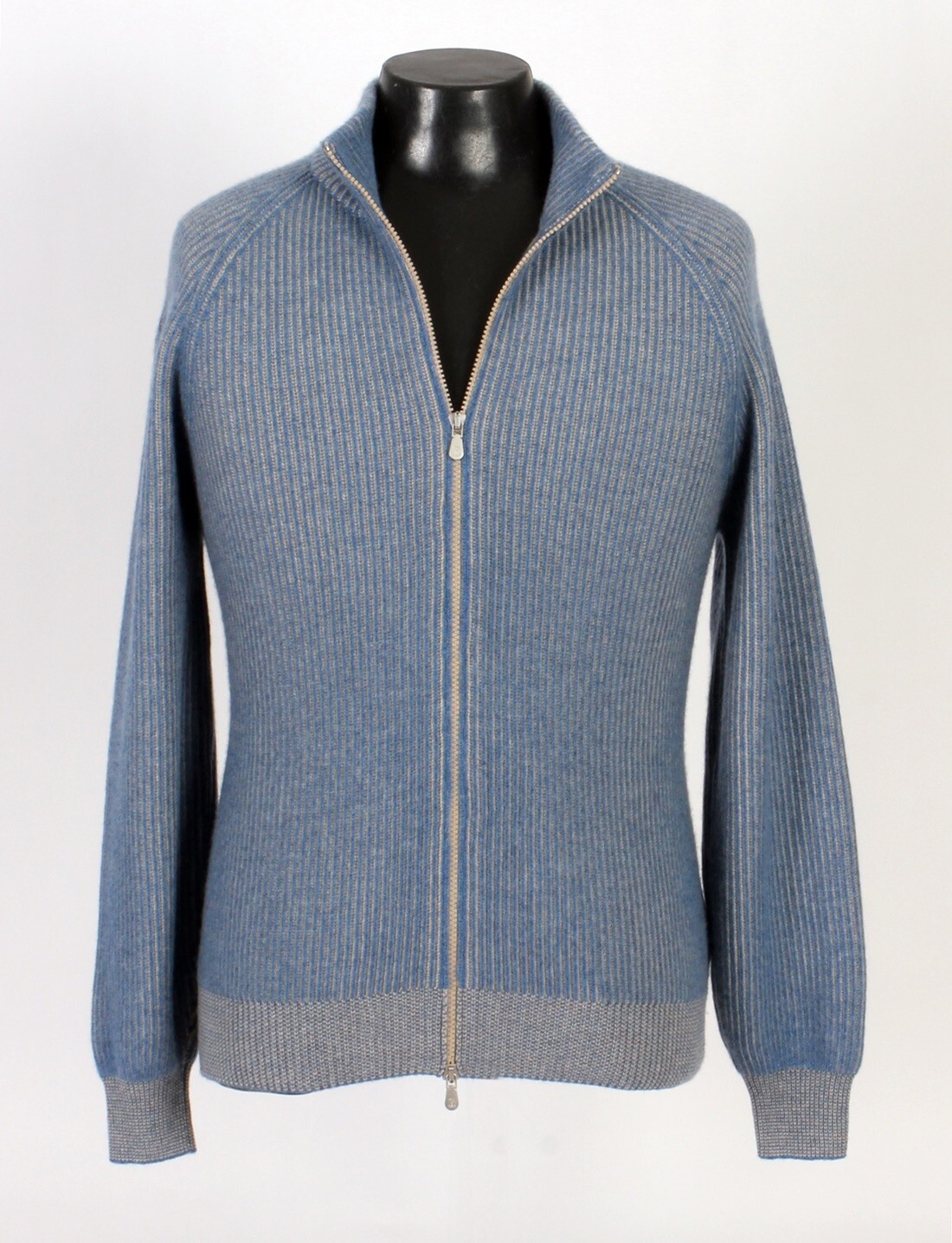 Pre-owned Brunello Cucinelli $4400  100% Cashmere Full Zip Sweater - Blue - 50 M