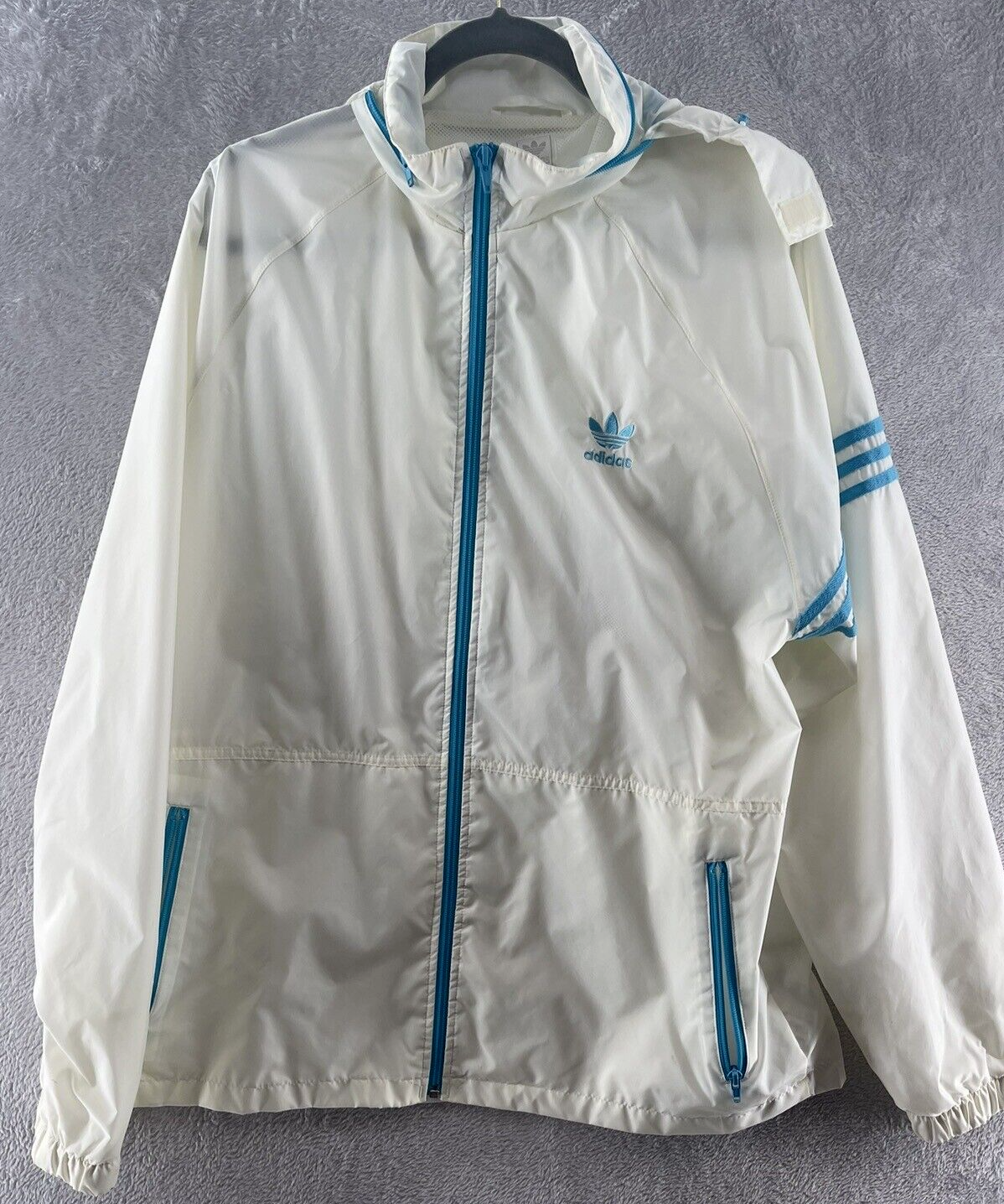 VTG Adidas Jacket Mens Sz L Windbreaker Track Hooded Zip