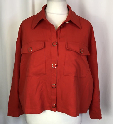 Oasis Petite Ladies Red Utility Overshirt Jacket Button Up BNWT UK16 A266