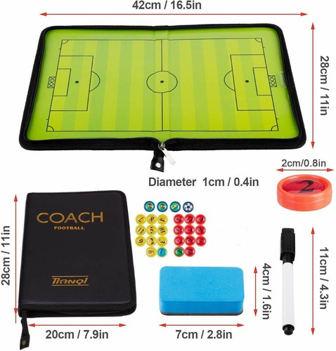 Fußball Taktiktafel Set Trainer Taktikmappe mit Magneten Boardmarker Tragbar