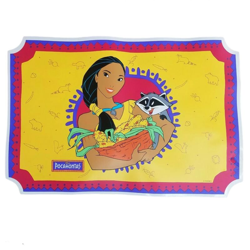 💥VINTAGE Pocahontas -Melamine 100% Vinyl Table Mat Disney Princess Zak Designs 
