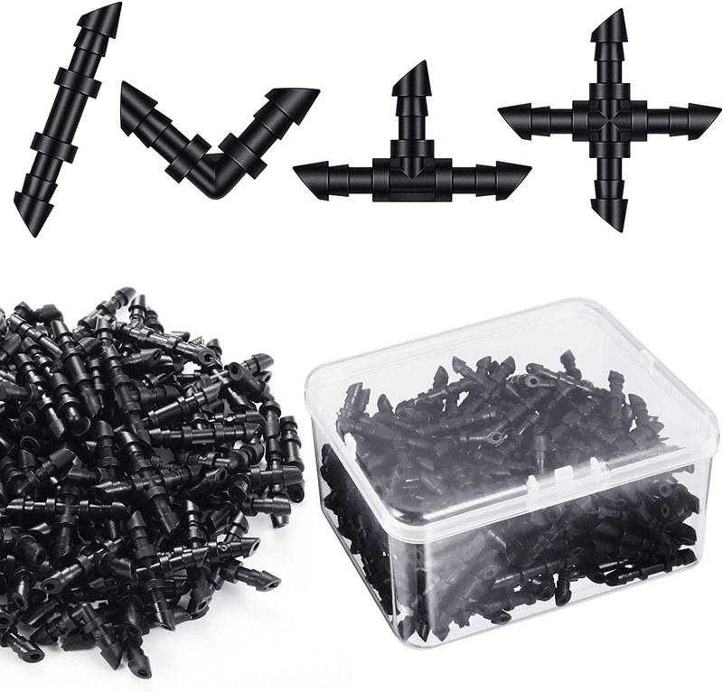 200 Pieces Drip Irrigation Fittings Kit for 1/4 Inch Tubing, 50 Straight Barbs,