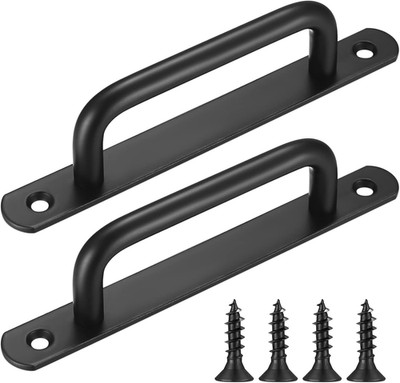 Fulushouxi 2 Pcs Black Baking Paint Sliding Door Handles,Pull Push Door Handles