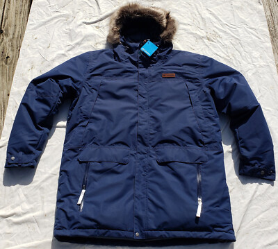 Columbia Men s South Canyon Long Down Parka Hooded Coat Omni Tech Blue XXL NWT eBay
