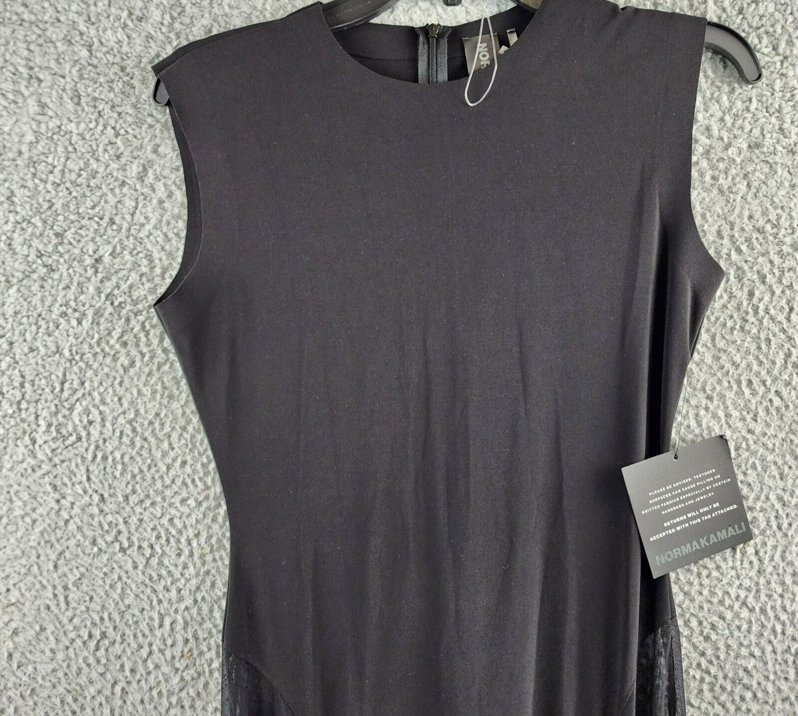 NORMA KAMALI Sleeveless Crewneck Fishtail Gown w/ Mesh Sides Women's S/36 Black - Picture 3 of 13