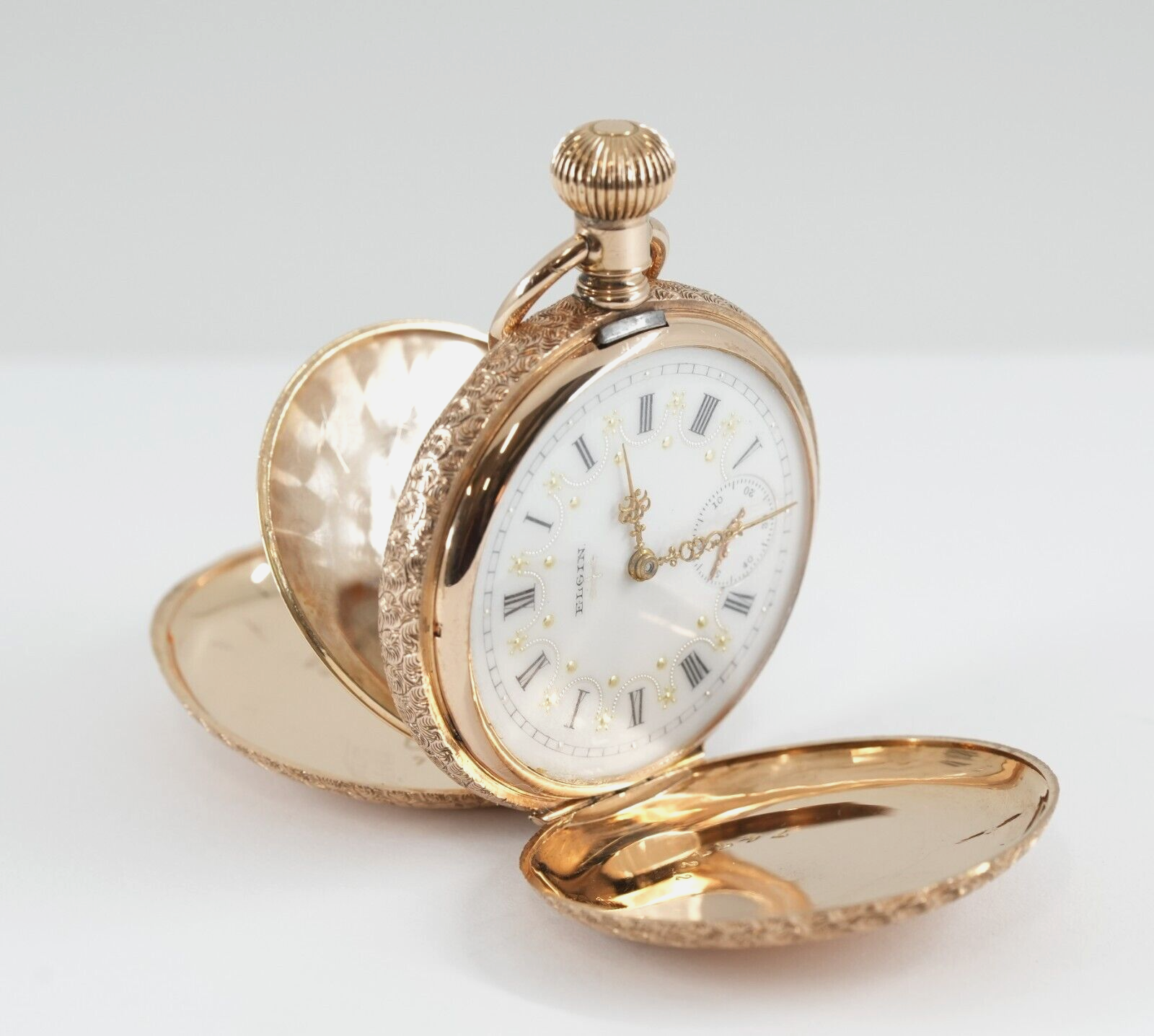 [BlackMuse] 愛の不時着☆antique wave stone pin set Antique 1905 Elgin 7 Jewels 0s Gold Filled Pocket Watch