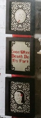 Cross Stitch ''EVEN WHEN'' pattern ~ skulls, death do us part, Halloween, love