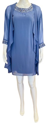 Ignite Evenings $139 Chiffon Beaded Crew Neck 2-Piece Jacket Dress Size 8P NWT