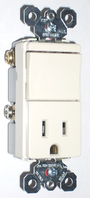 Pass & Seymour 3 Way Switch + Outlet Light Almond 15A, 120VAC, TM838-LACC