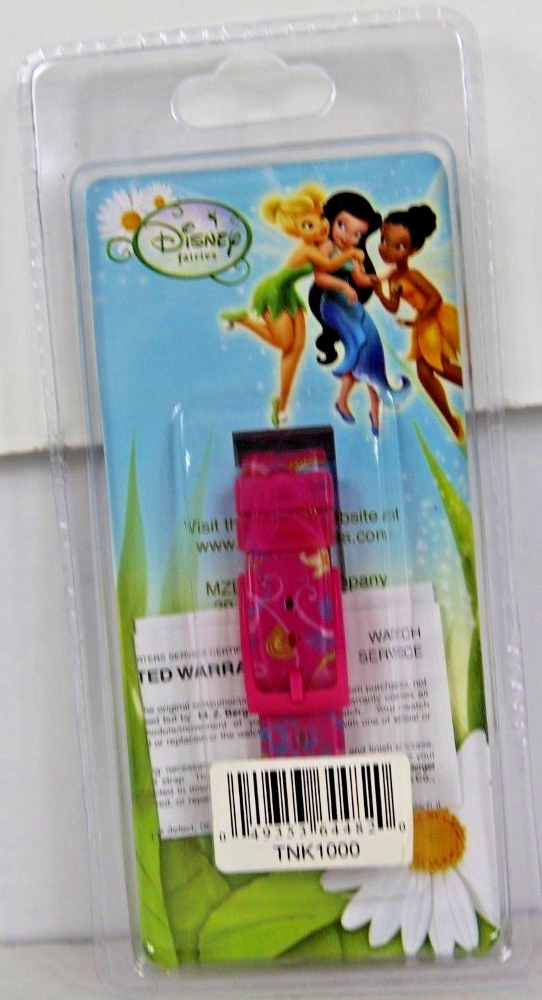 Disney Fairies LCD Watch Tinkerbell Fawn Silvermist Pink Teal Floral Battery NIP