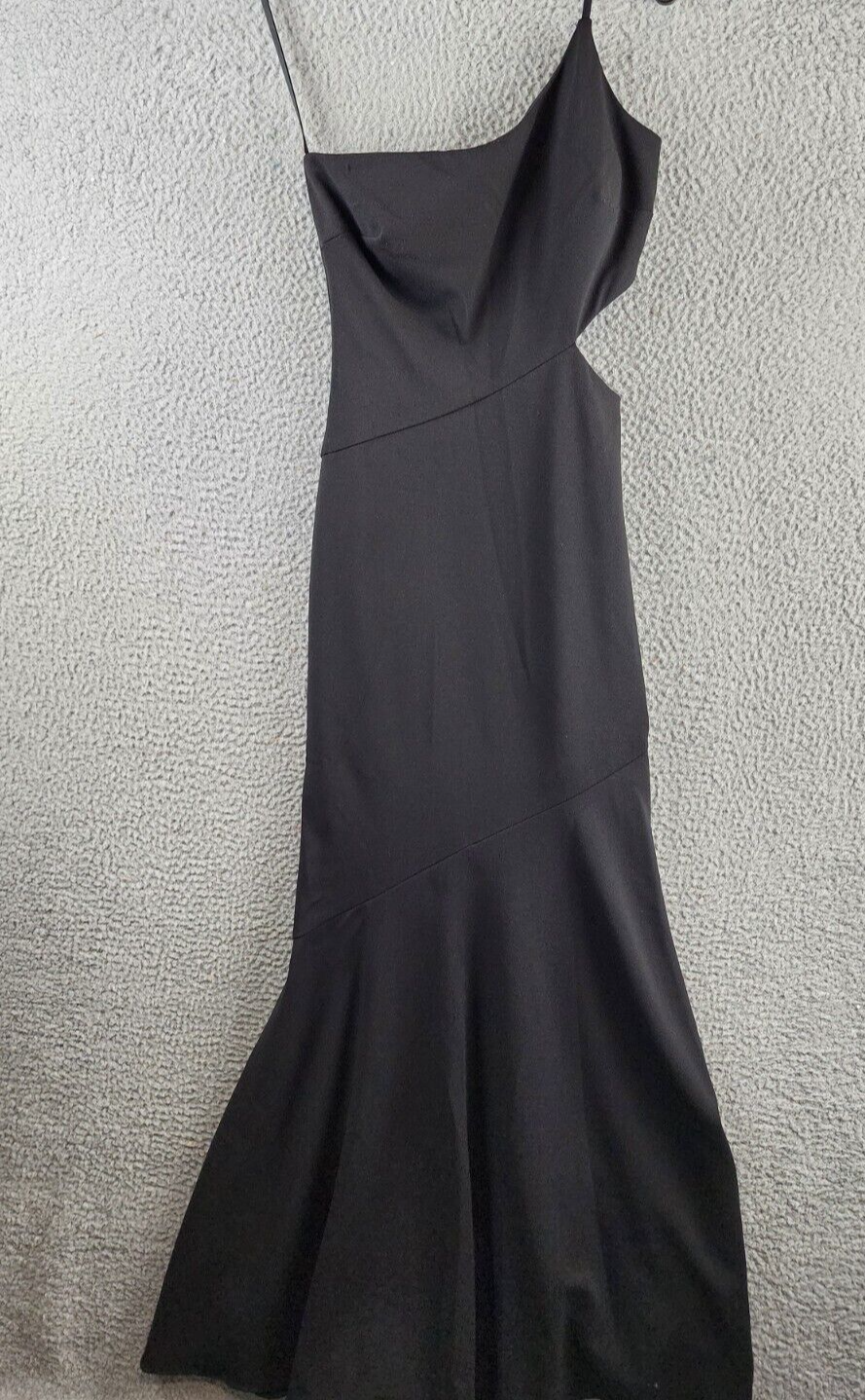 AQUA Scuba Crepe One-Shoulder Dress Women's 2 Black Cutout Side Back Zip Closure - Picture 2 of 13