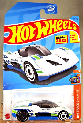 2023 Hot Wheels #89 HW Track Champs 3/5 GROUP C FANTASY White w/Blk-White AD Sp