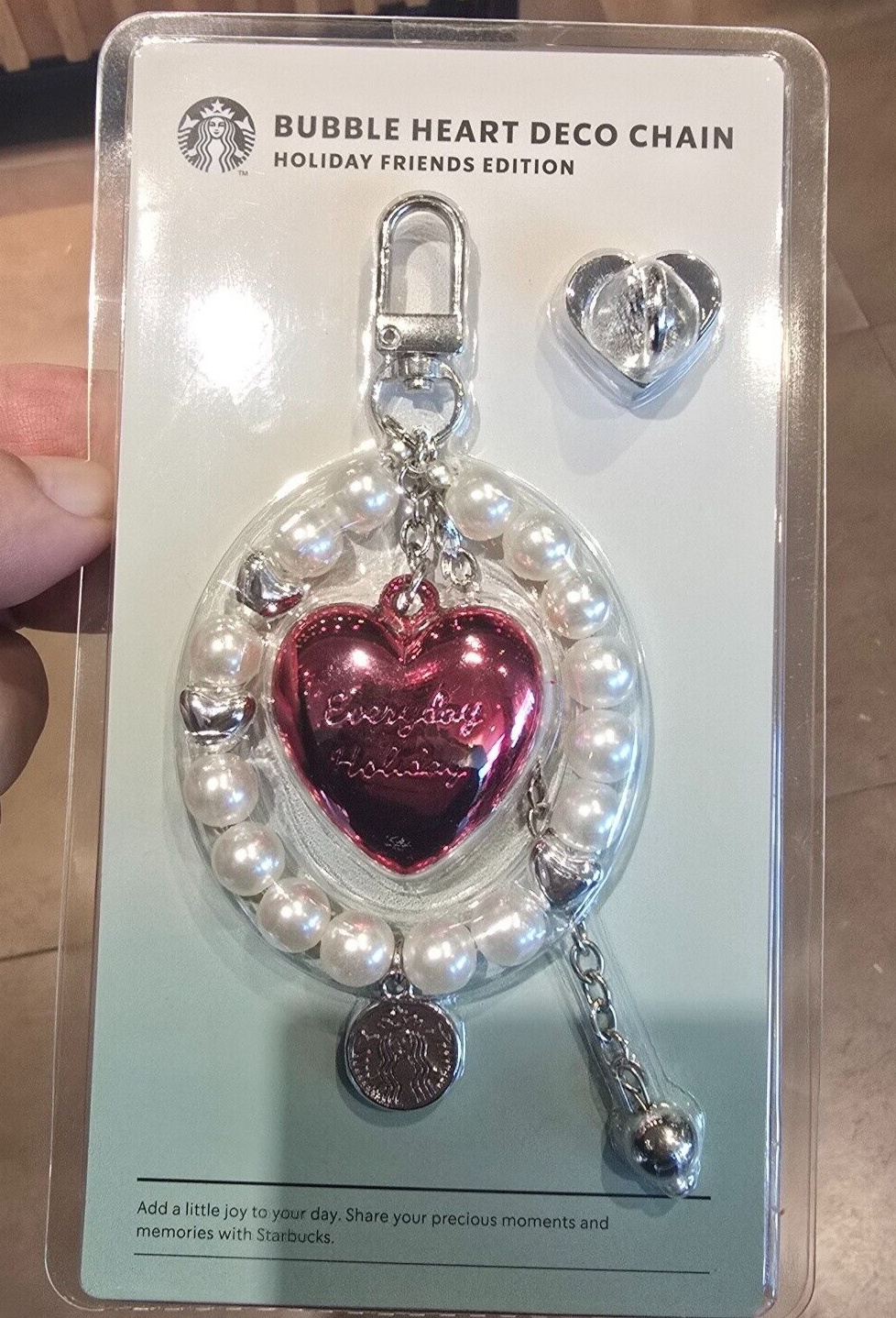 【韓国スタバ】24冬★HolidayFriends bubble heart deco chain Starbucks Korea 2024 Holiday Friends Bubble Heart Deco Chain