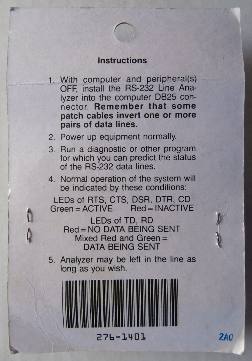 RS-232 Line Analyzer Archer Radio Shack 276-1401