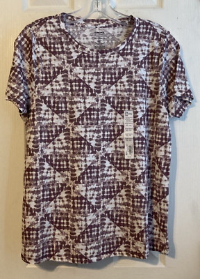 Sonoma Goods For Life Mauve Quilt Tie Dye Crewneck Tee Size XS NWT