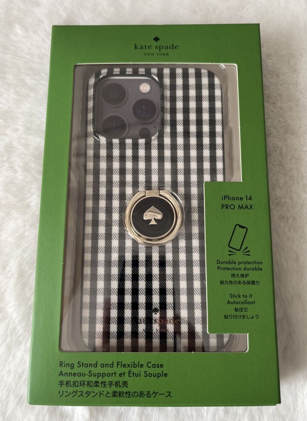 New Kate Spade Jazzy Gingham iPhone 14 Pro Max case Black