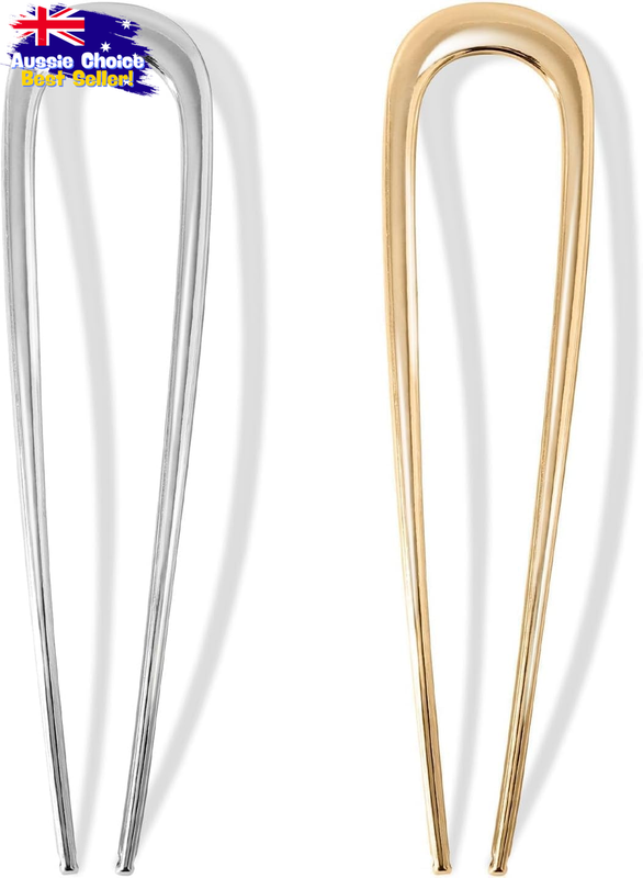 2Pcs U-Shaped French Hair Pins, Metal Twists for All Hair Types, Bun Accessories
