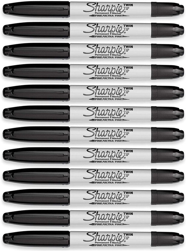 Twin-Tip Permanent Markers, Ultra Fine and Fine Point, 12-Count (Black)