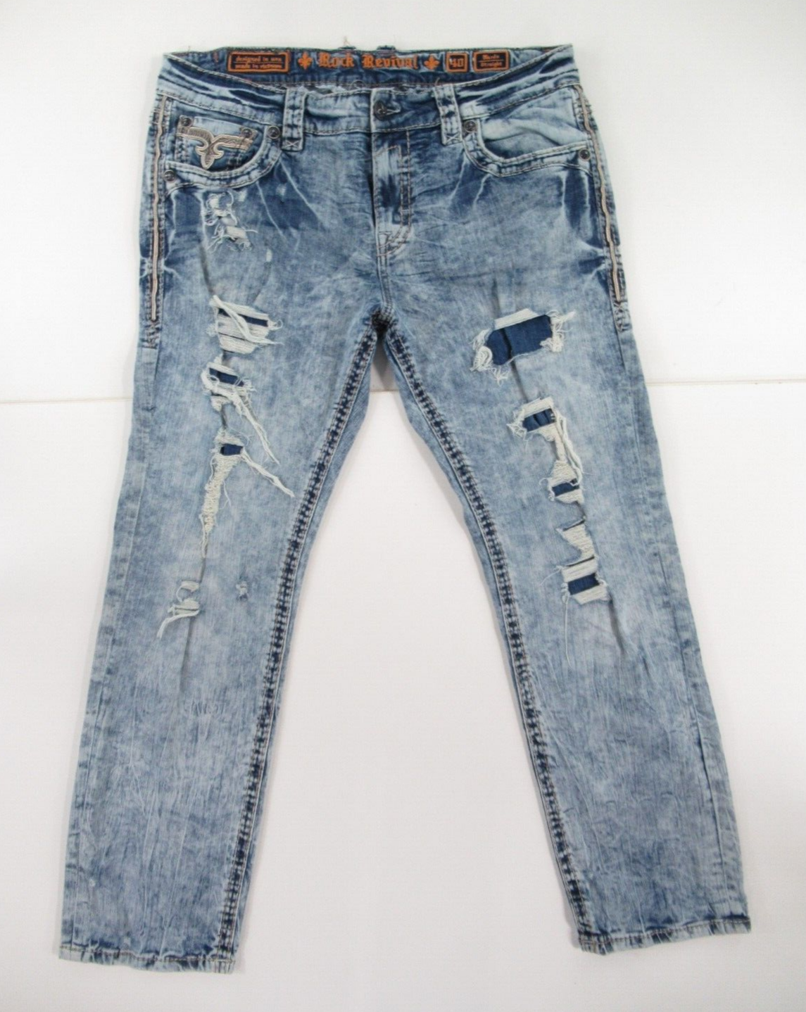 【新品未開封・送料無料】 ROCK REVIVAL MEASURED 40 SIZE TAG JEANS STRAIGHT NANDO MEN'S 洋楽