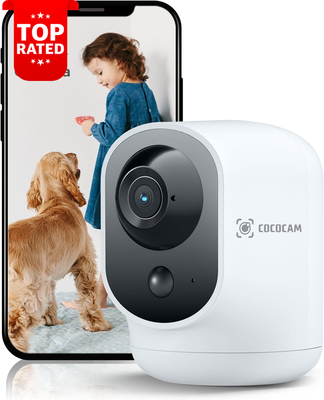 2K Indoor Security Camera Pan Tilt 5200mAh Battery Motion Detection Night Vision