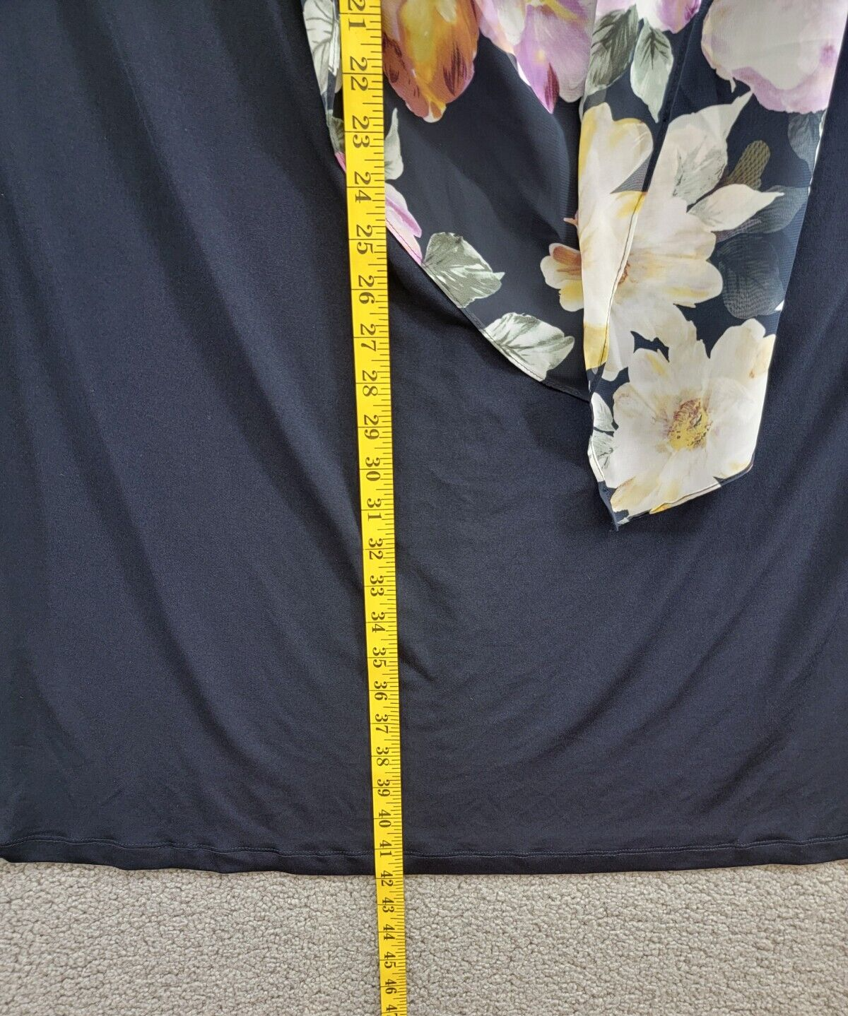 Connected Plus Size Floral Cape-Sleeve Dress Women's 24W Navy Multi Pullover - Picture 8 of 15