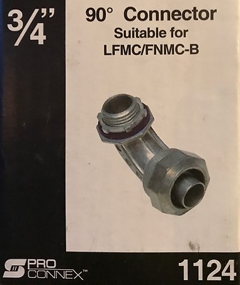 2 Sigma / Pro Connex Liquid Tight 3/4'' 90-Degree Conduit Connectors LFMC/FNMC-B