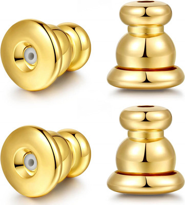 Locking Earring Backs for Studs, Hypoallergenic 18K Gold Bullet Earring