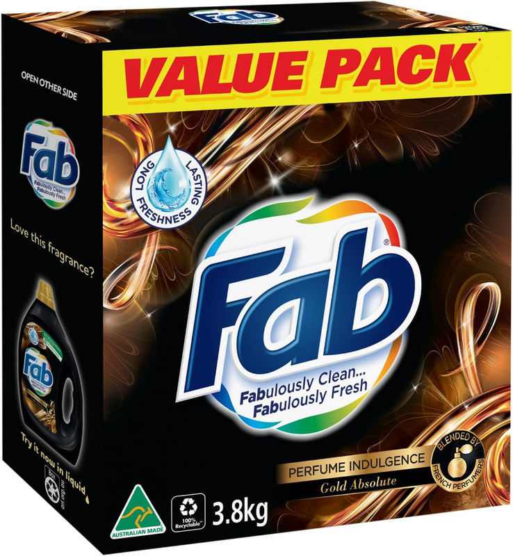 Fab Perfume Indulgence Gold Absolute Laundry Powder Detergent, 3.8 Kilograms