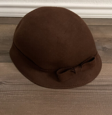 Trixie Hat Co Women s Brown Bucket 100% Wool Size 22'' Band with Felt Bow
