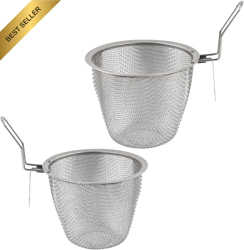 2 Pcs Stainless Steel Pasta Basket Fine Mesh Strainer with Handle Hot Pot Strain