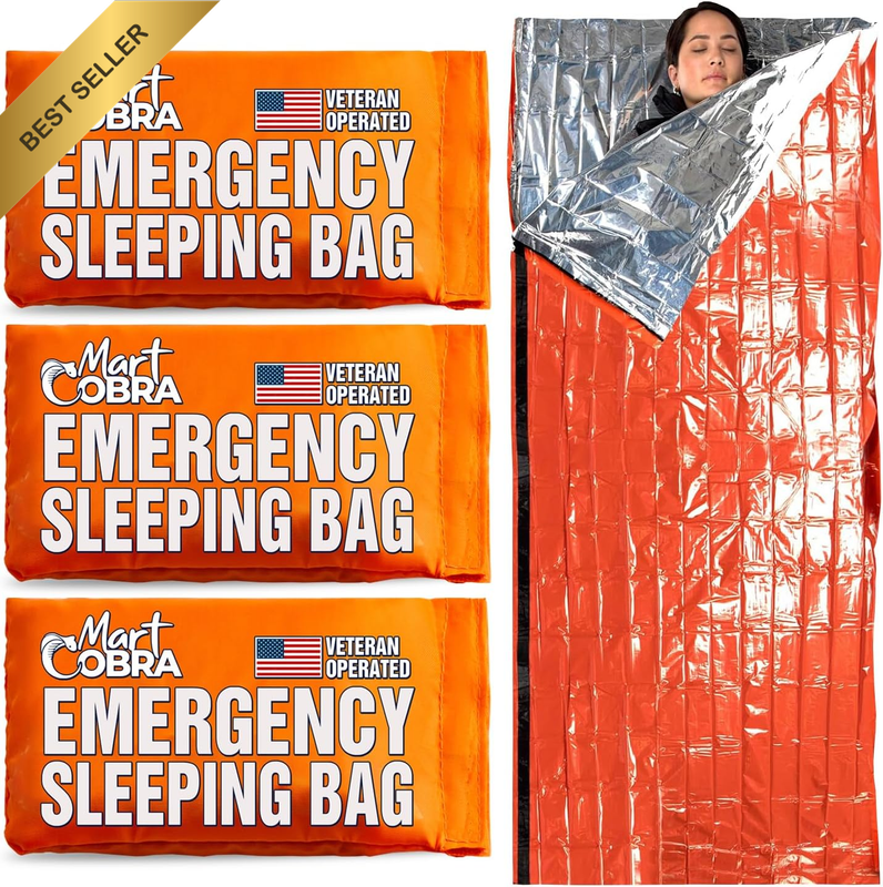 Emergency Sleeping Bag 3 Pack | for Survival Gear and Supplies Life Bivy Sack Wa