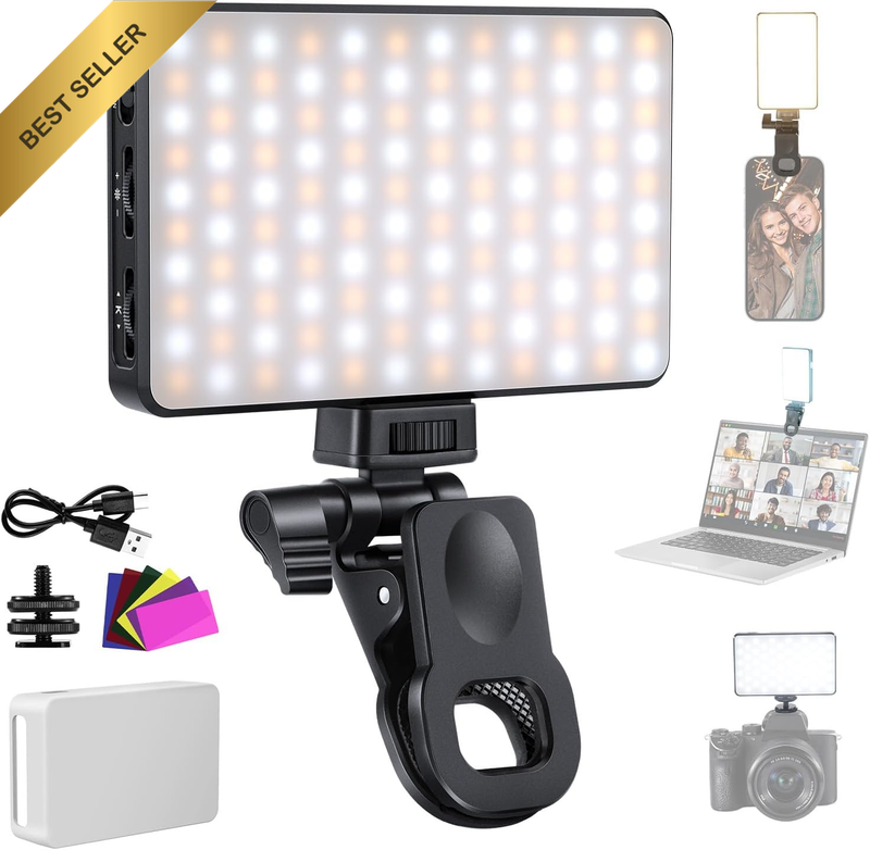 LED Selfie Phone Light Rechargeable Clip On Fill Lamp 2500-9000K CRI95+ Dimmable