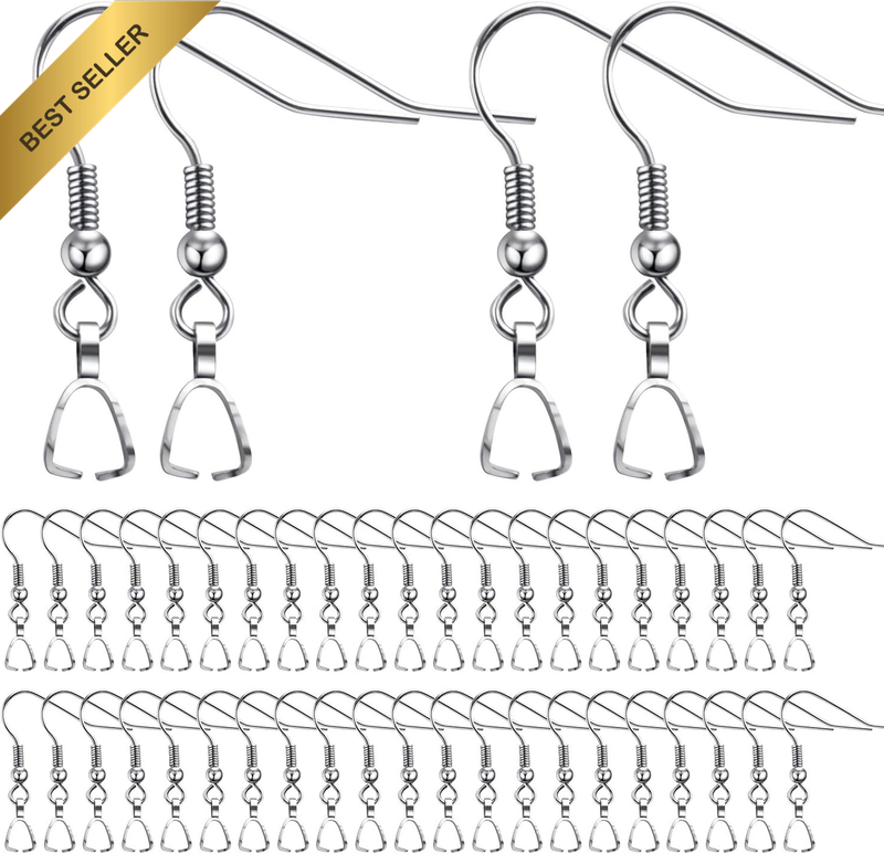 Hypoallergenic Earring Hooks,50Pcs Stainless Steel French Earring Hooks Wire Ear