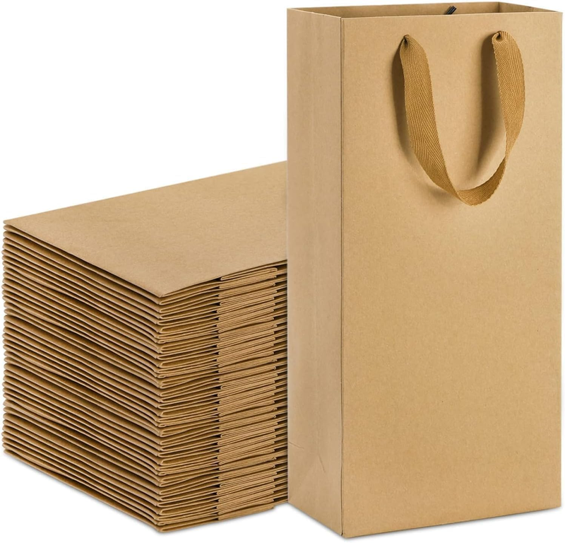 20 Pack Double Wine Paper Bag, Wine Bottle Bags Bulk Reusable Gift Tote Bag, Kra