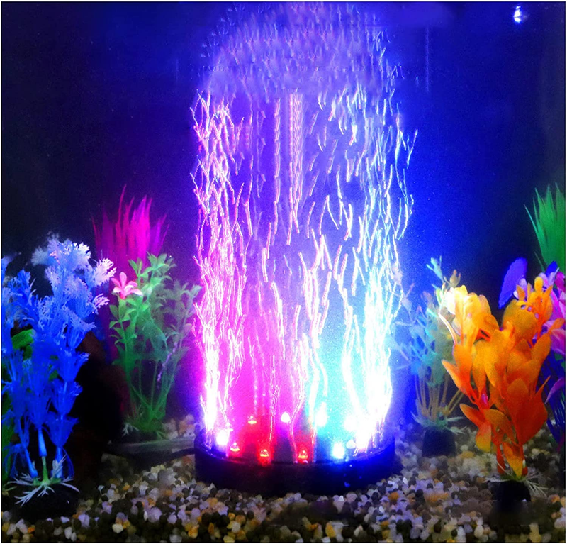 4.92 Inch 12 Leds Fish Tank Light, Bubbler Stone, LED Aquarium Lights Disk, Subm