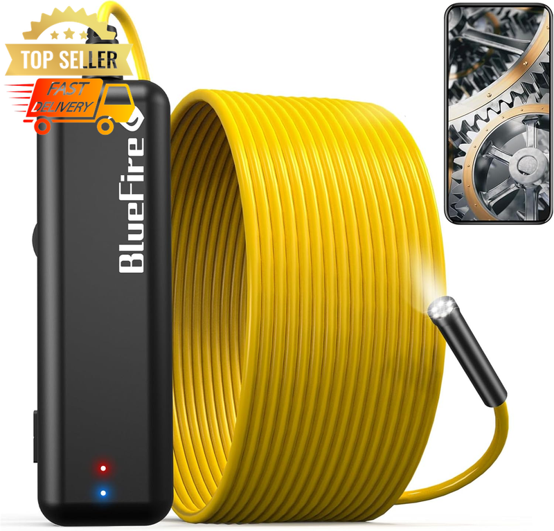 2MP HD Endoscope, 10M Waterproof Borescope, Snake Camera with 6 LEDs