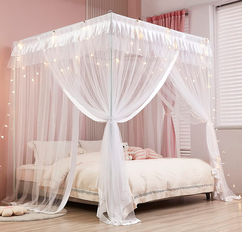 Bed Curtains For Girls Kids Adults Queen Size- Cute Cozy D