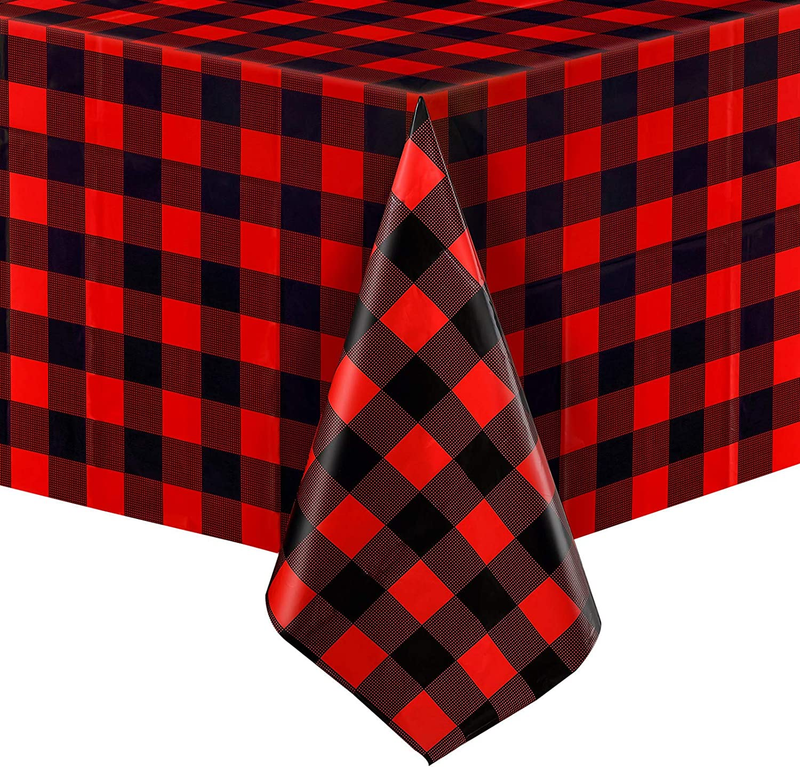 Christmas Plastic Buffalo Plaid Tablecloth Red and Black Buffalo Checked Tablecl