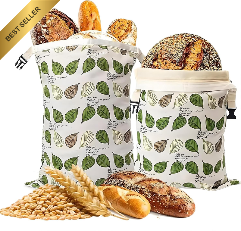 Beeswax Bread Bags 2 Pack, Linen Bread Bags for Homemade Bread Sourdough | Reusa