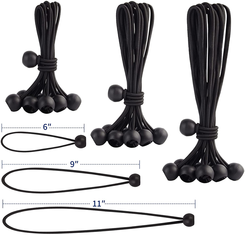 30PCS of 3 Sizes Ball Bungee Cords 6 9 11 Inch Tarp Canopy Bungee Balls Heavy...