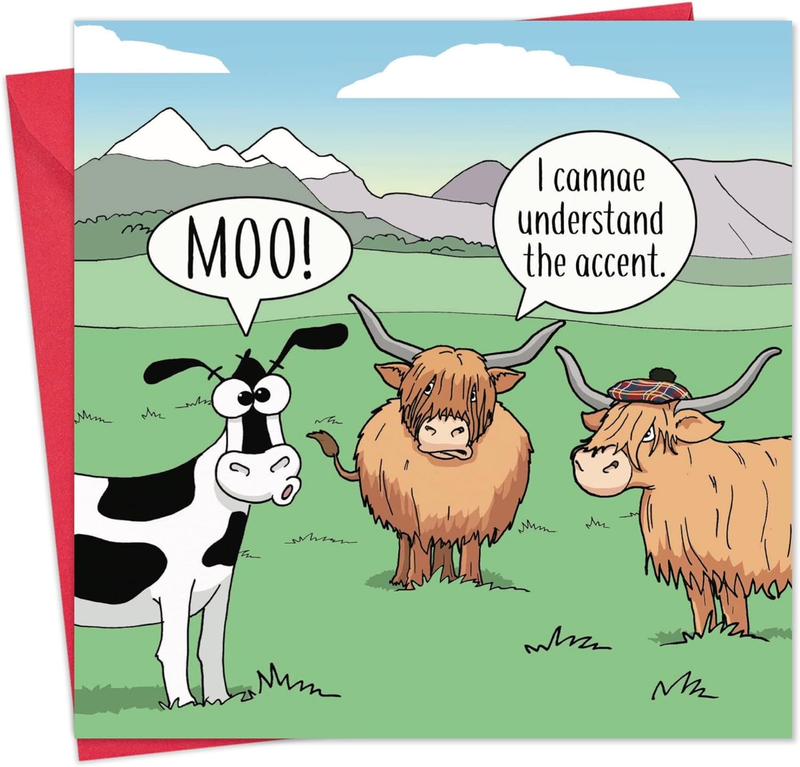 Funny Card with Highland Cows - Funny Birthday Card for Men or Women Blank insid