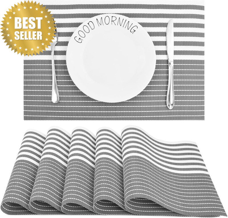 Set of 6 Washable Place Mats, Non-Slip Woven, Table Placemats, Waterproof Placem
