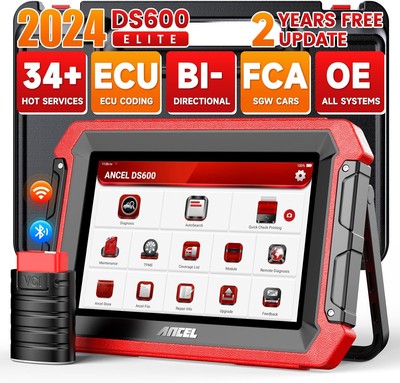 ANCEL DS600 Elite OBD2 Scanner, 2024 New Bidirectional Scan Tool with ECU Online