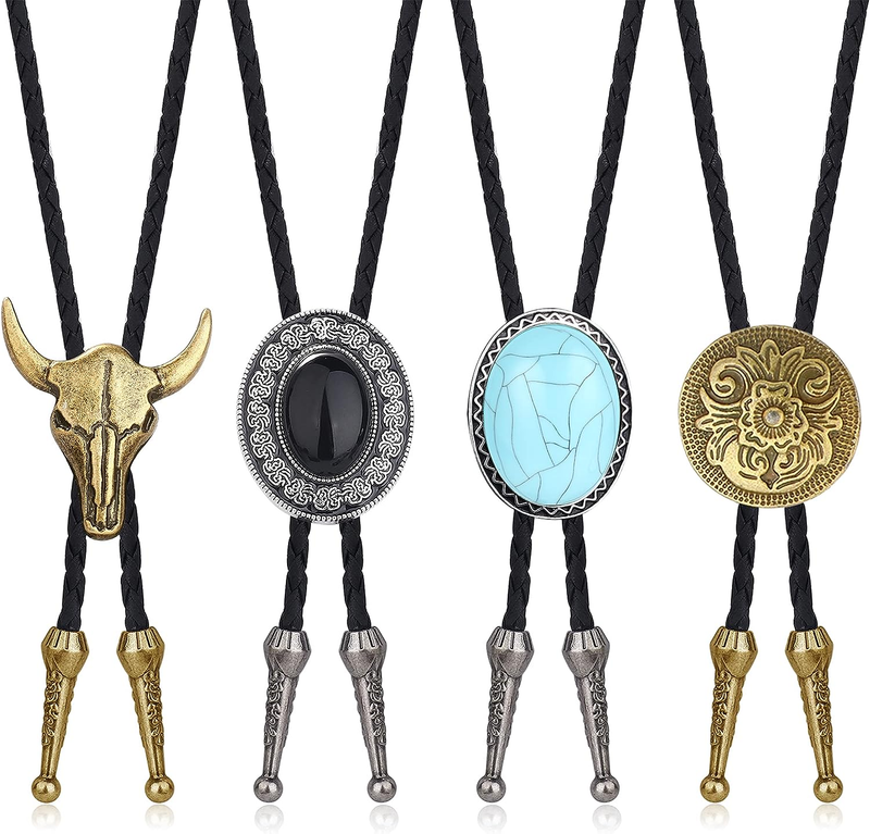 4Pcs Bolo Tie for Men Women Western Cowboy Necktie Accessories | Western Cowboy
