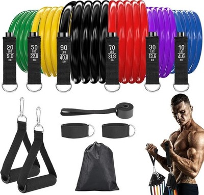 Fitense Resistance Bands Set 6PCS 270 LBS Exercise Bands with Handles Ankle Stra