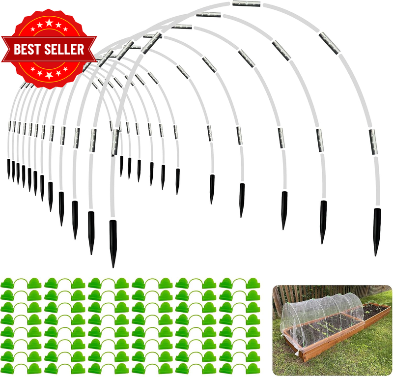 Garden Hoops for Raised Beds- Rust Free Fiberglass Frame Plant Hoops with Suppor